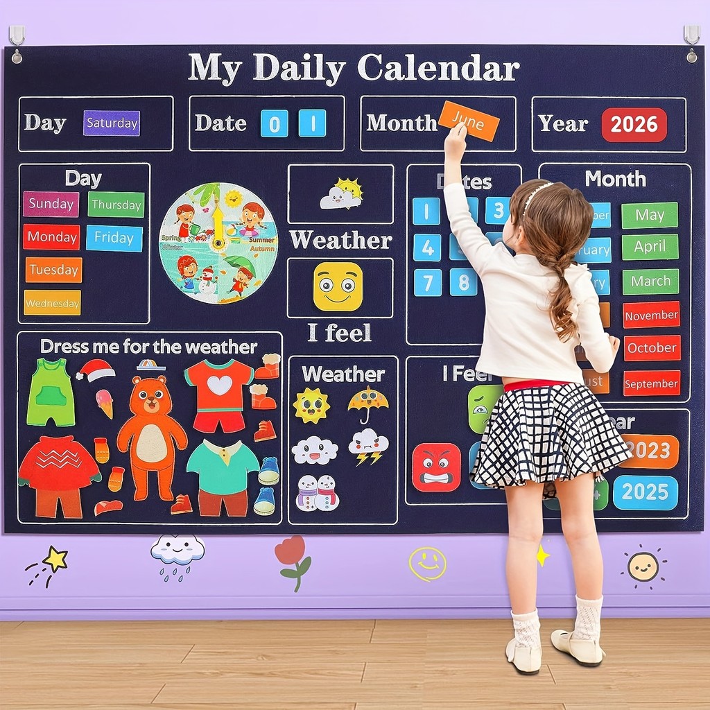 

My First Daily Calendar - For Kindergarten Classrooms, A Loop Time Learning Center, A Weekly Chart For Children's Learning
