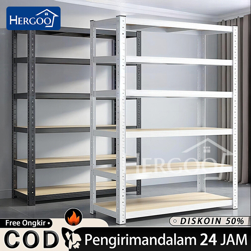 

【Ready stock】Rak Susun Rak Besi Siku Lubang Rak Susun Serbaguna Rak Gudang Rak Barang 3/4/5/6 Tingkat Gudang Serbaguna Rak Aquarium Hergoo