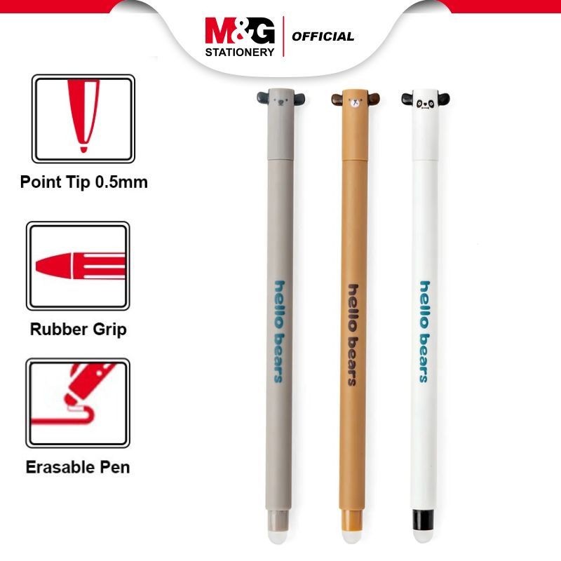 

M&G Erasable Pulpen karakter bisa di hapus 0.5mm rubber coated barrel Crystal Blue