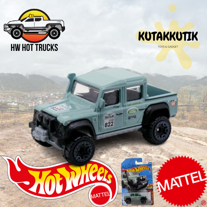 Hotwheels Mobil Jip Militer 15 Land Rover Defender Double Cab Hijau No 822 HW Hot Trucks
