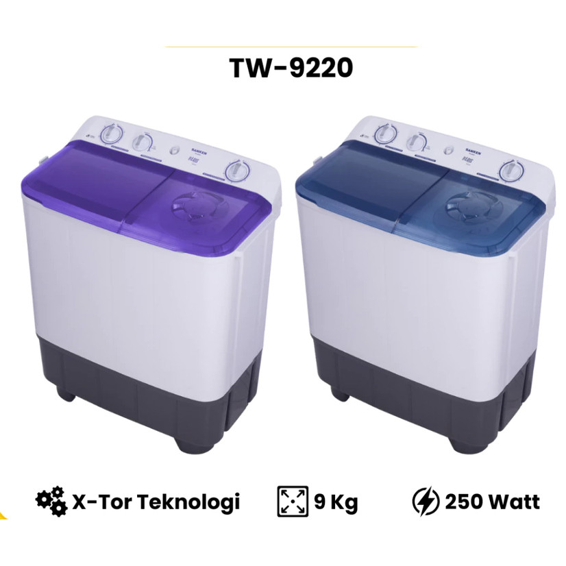 MESIN CUCI SANKEN 9220 (9 KG) 2 TABUNG - TW-9220