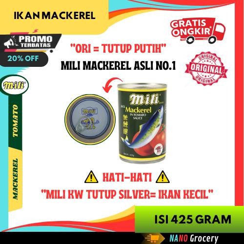 

[TERLARIS] Sarden Mili Mackerel Original 425 Gram | Ikan Sarden Kaleng "Tutup Putih"[TERLARIS ]