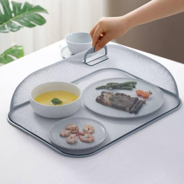 SALE Tudung Saji Stainless Kotak Bulat Putih Estetik Hitam - TUDUNG SAJI/ PUTIHTERLARIS