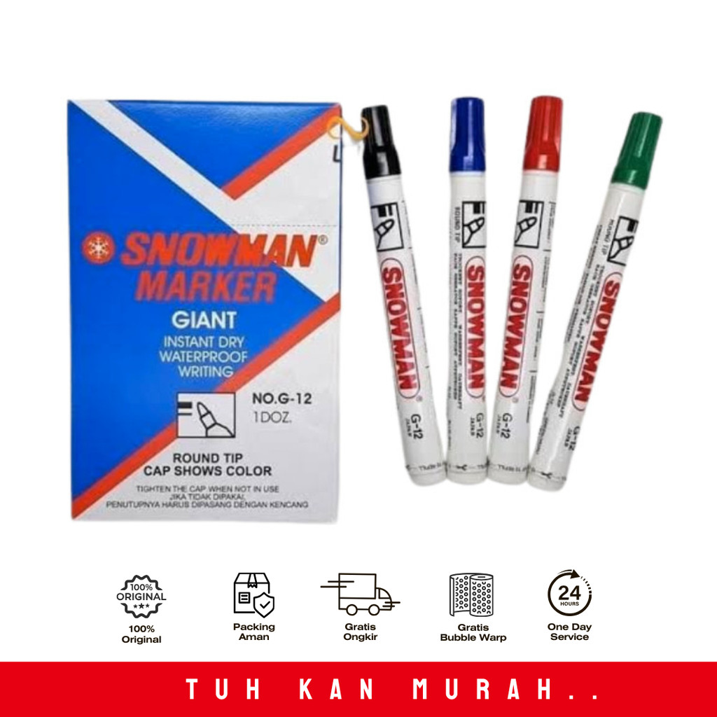 

SNOWMAN SPIDOL G12 HIJAU PERMANENT MARKER PAK ISI 12
