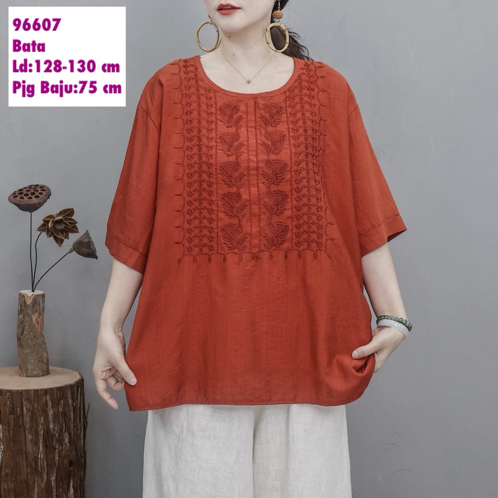 XB38DS BLOUSE KATUN IMPORT BORDIR PREMIUM UKURAN JUMBO