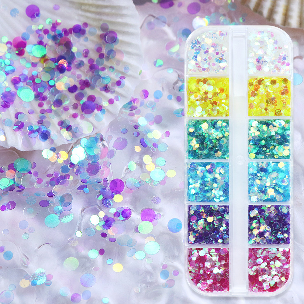 

Iridescent Aurora Round Glitter Flakes Epoxy Resin Molds Filling Colorful Bubble Sequins Summer Gifts DIY Keychain Crafts Making