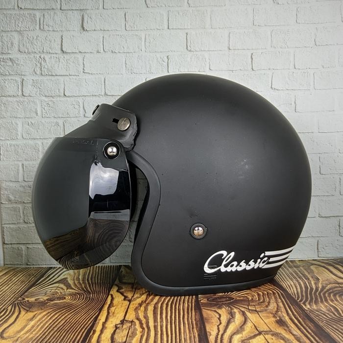 Helm Helem Bogo Classic Dewasa Kaca Datar Pria Wanita