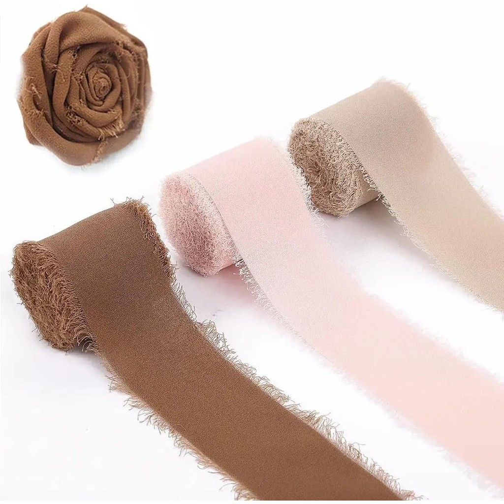 

DIY Edged Chiffon Silk-Like Ribbons Wedding Invitation Bouquet Fabric 4cmx5m Christmas Decoration Gift Wrapping