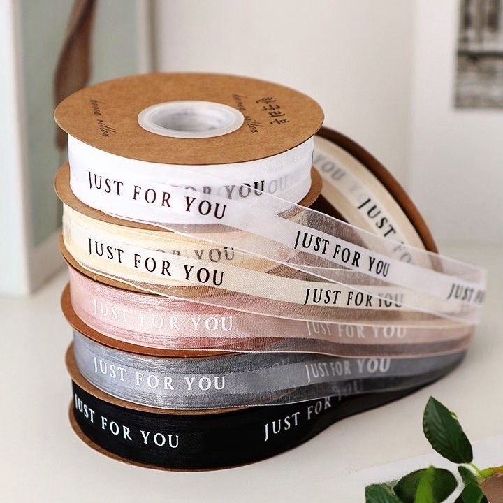 

Chiffon Silk Ribbon English Letter Just Four You Colored Ribbon Birthday Cake Flower Packaging Ribbon Headwear Decoration Ribbon