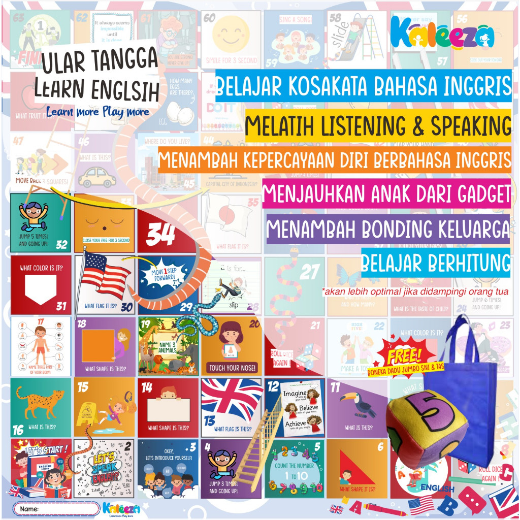 GUNAD ULAR TANGGA JUMBO ENGLISH FOR CHILDREN - KARPET BERMAIN EDUKASI BAHASA INGGRIS