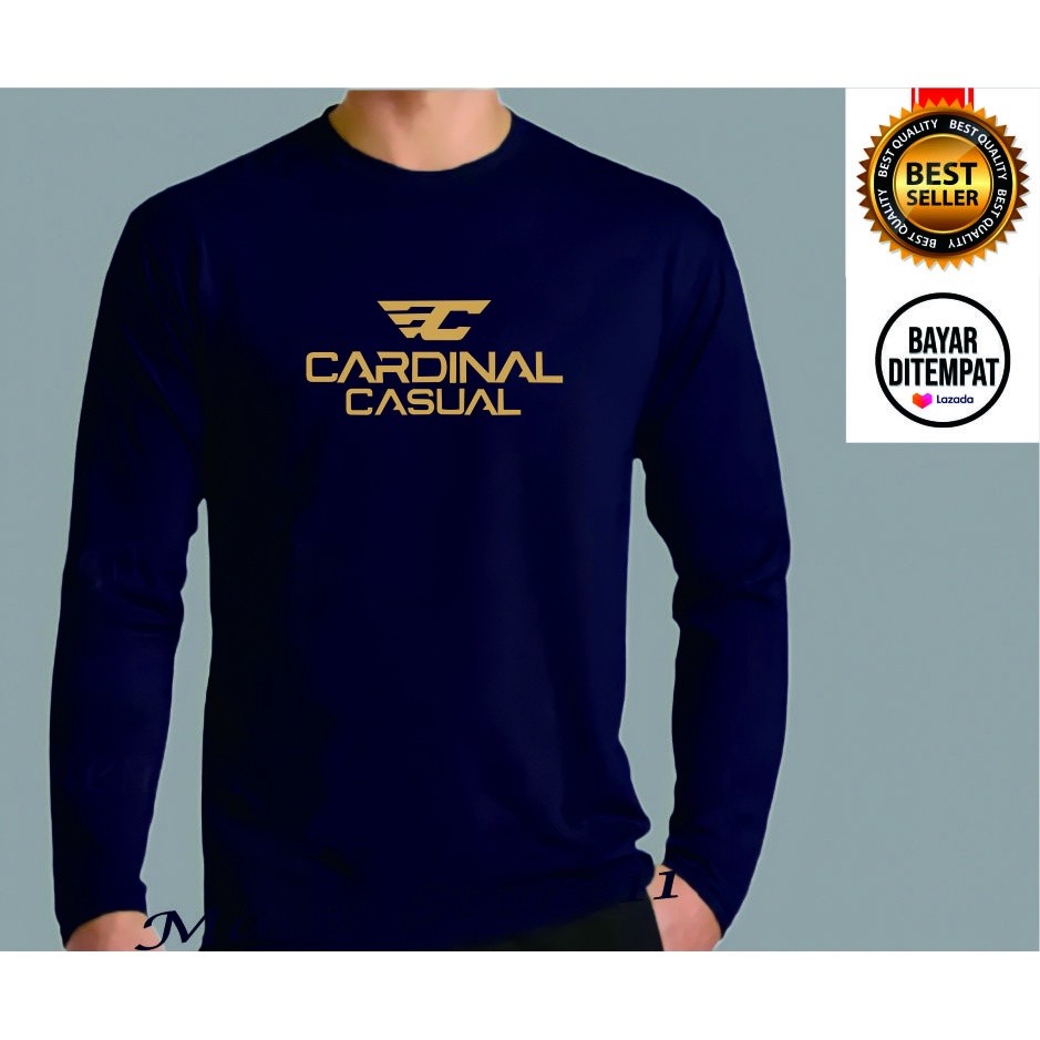 Kaos pria wanita Pria Kaos Distro / Kaos Lengan Panjang  CARDINAL CASUAL PRIN GOLD Kaos Dewasa  Pria