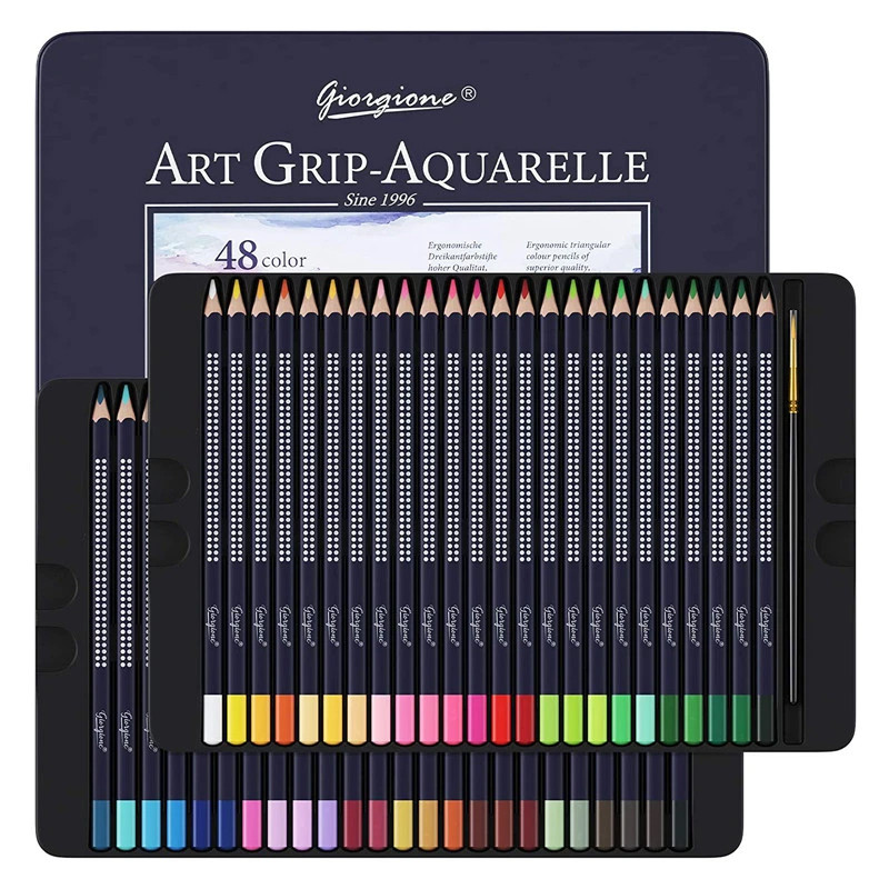 

Professional Watercolor Pencil Set 12/36/48/72/120 Coloured Pencils Water Soluble Sketching Pencils with Brush Art Supplies