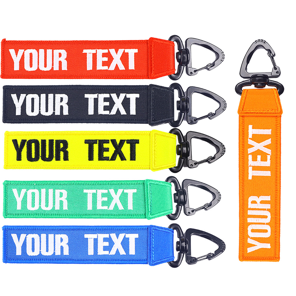 

Personalized keychain, custom name number tag, key ring accessories, embroidery keyring for luggage，crate，belt，gear，keyring