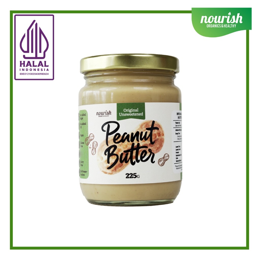 

Nourish Original Unsweetened Peanut Butter - 225 gr
