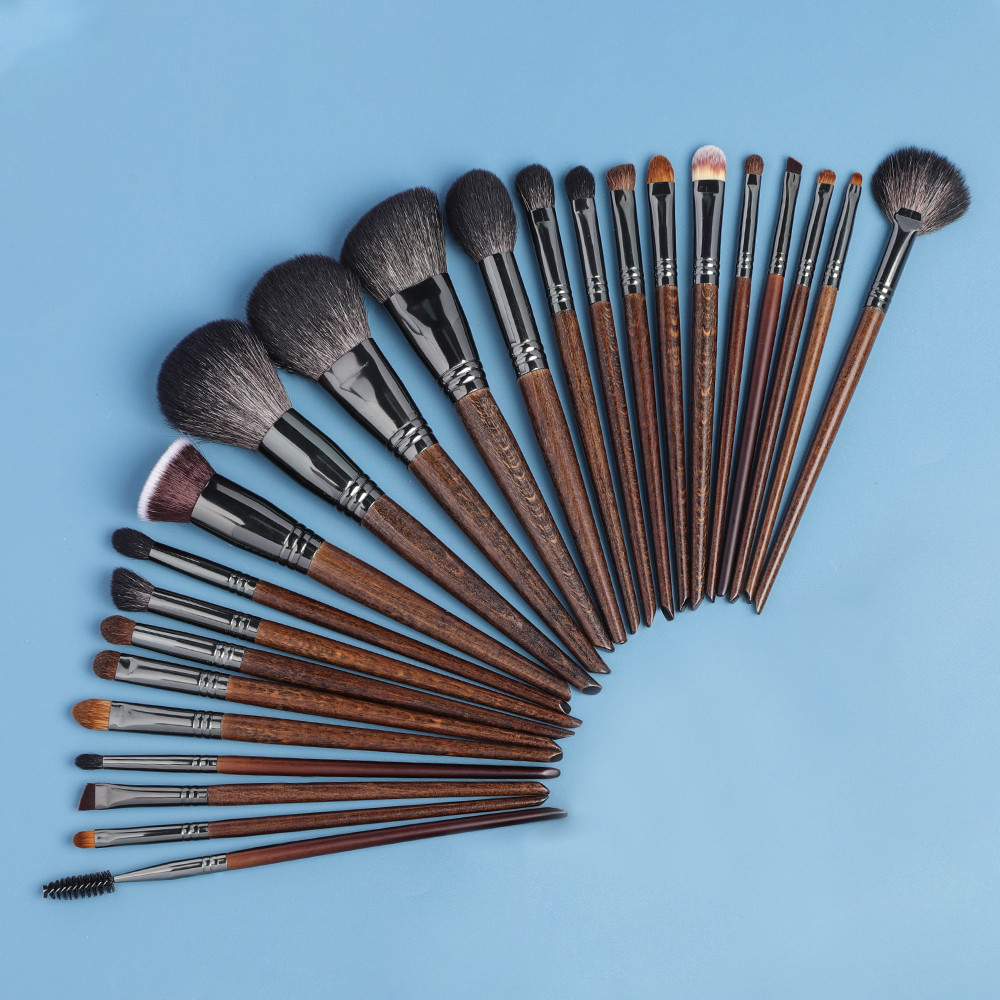 OVW Makeup Brushes Set 24pcs Natural Goat Hair Powder Foundation Contour Blending Eyeshadow Eyeliner