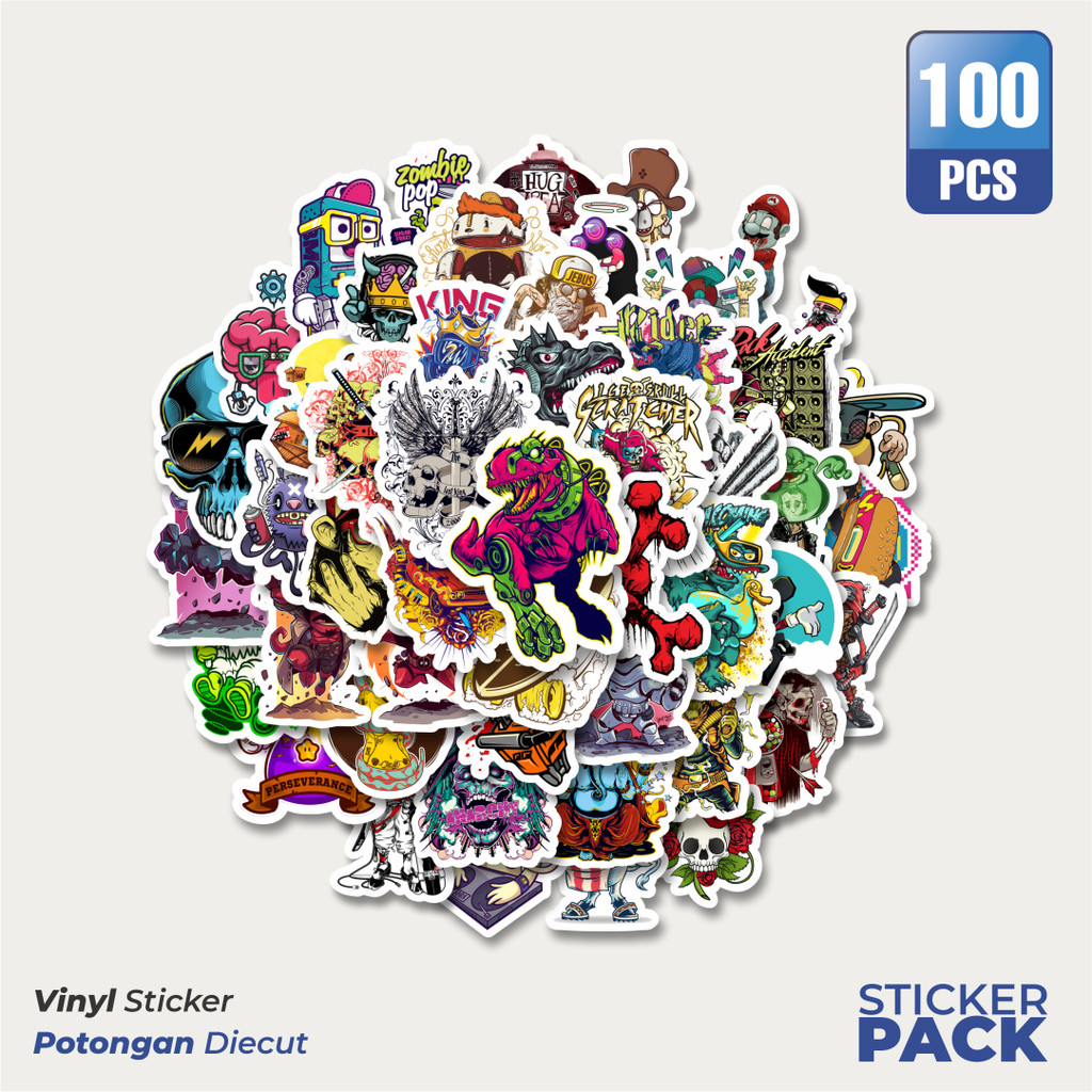 

MURAH 100 PCS Stiker Grafiti Retro Art Character 2 Waterproof Aesthetic- Untuk Laptop, Motor, dan Helm - Paper Stationery Pack