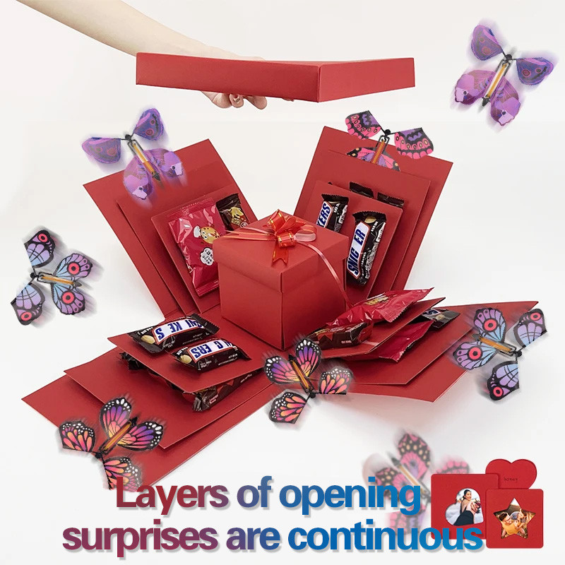 

Butterfly Explosion Box Gift DIY Snacks Gift Box Mystery Surprise Explosion Box Valentines Day Gift Photo Album Box for Birthday