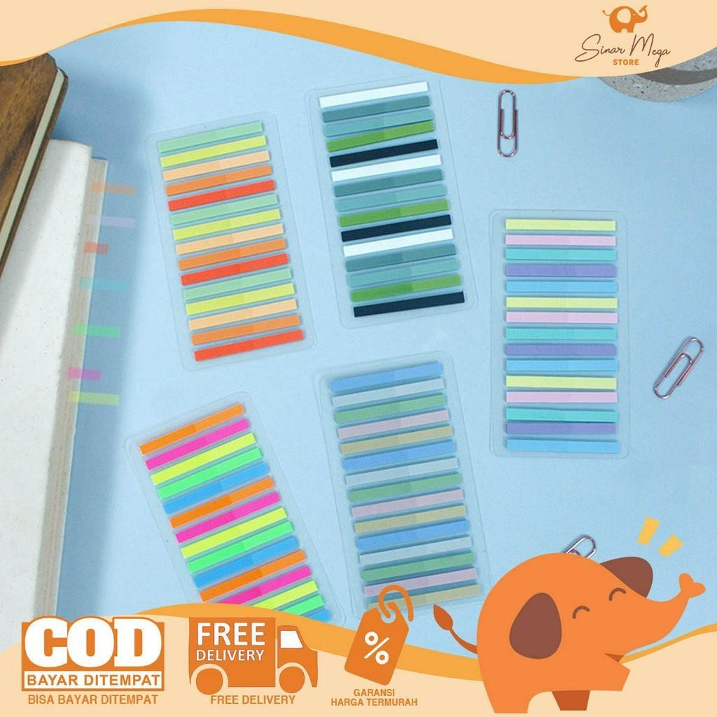 

Panmomo Sticky Text Highlighter Strips / Label Warna Warni Transparant