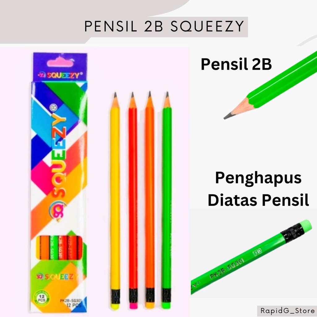 

Pensil Kayu 2B Anak TK 12 Pcs + Penghapus Warna Pastel 1 Box PK2B SQ-301