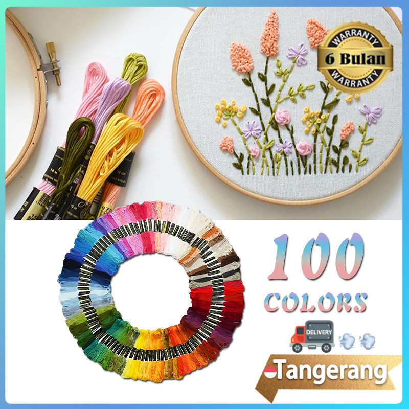 100 Warna Benang Sulam / Benang Bordir / Benang Timbul Jahit Benang Jahit / Embroidery Thread Set