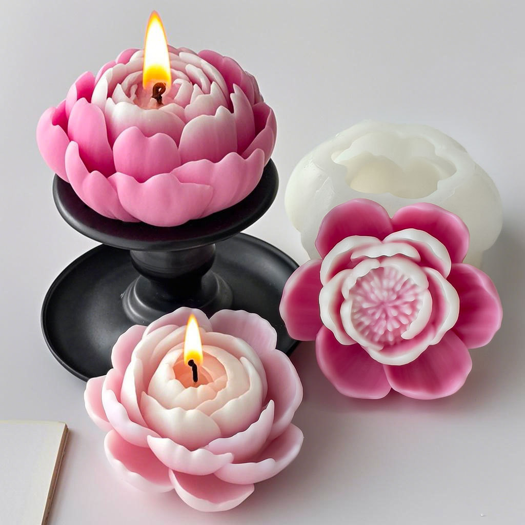 

3D Lotus candle silicone mold Lotus seed flower candle mold Peony flower rose candle silicone mould Resin mold cake molds