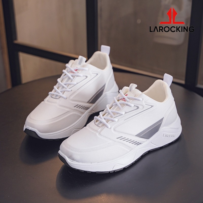 Larocking - Raptor Hitam Putih Polos| Sepatu Sneakers Running Gym Shoes