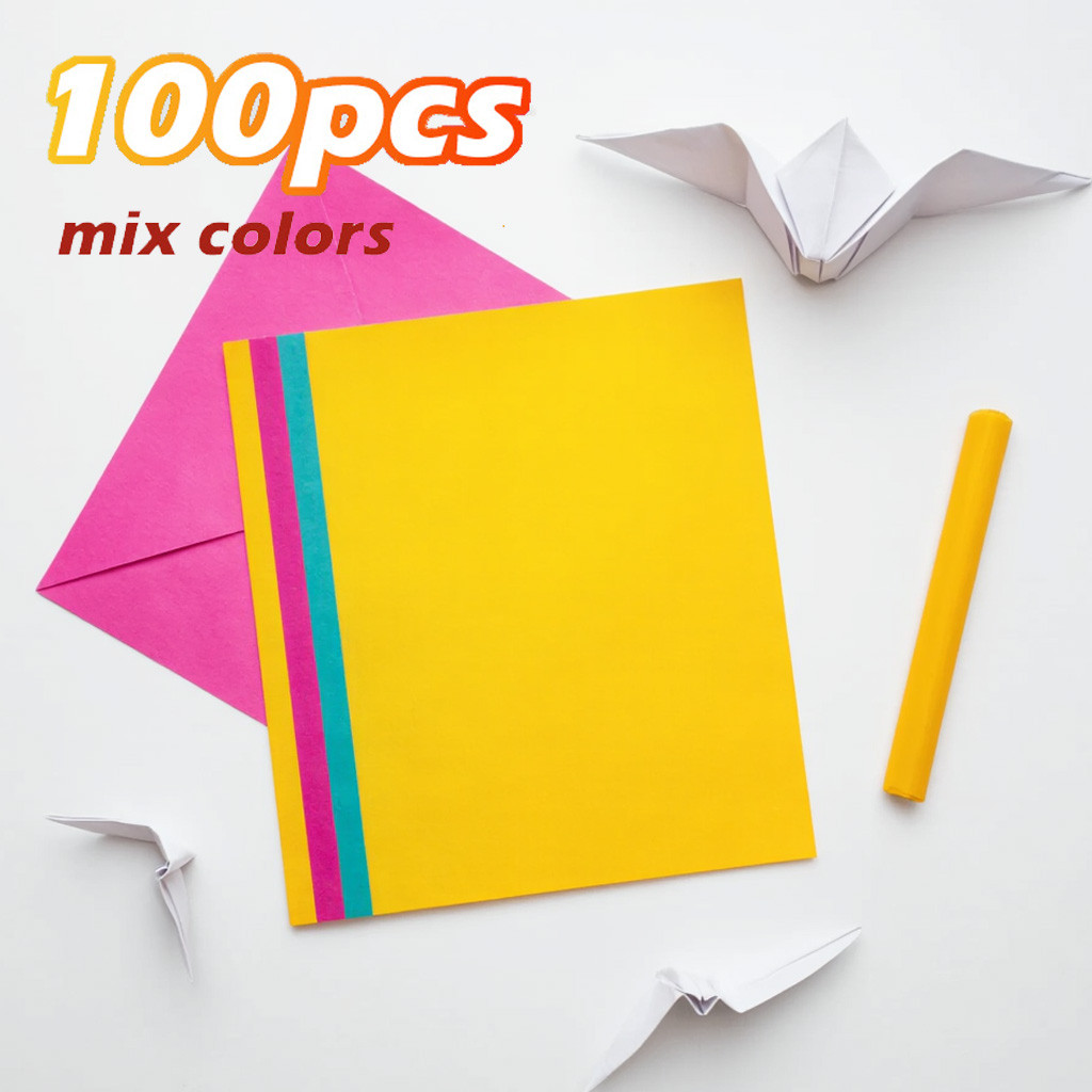 

100pcs Square Origami Paper Double Sides Solid Color Folding Paper Multicolor Kids Handmade DIY Scrapbooking Craft Decor