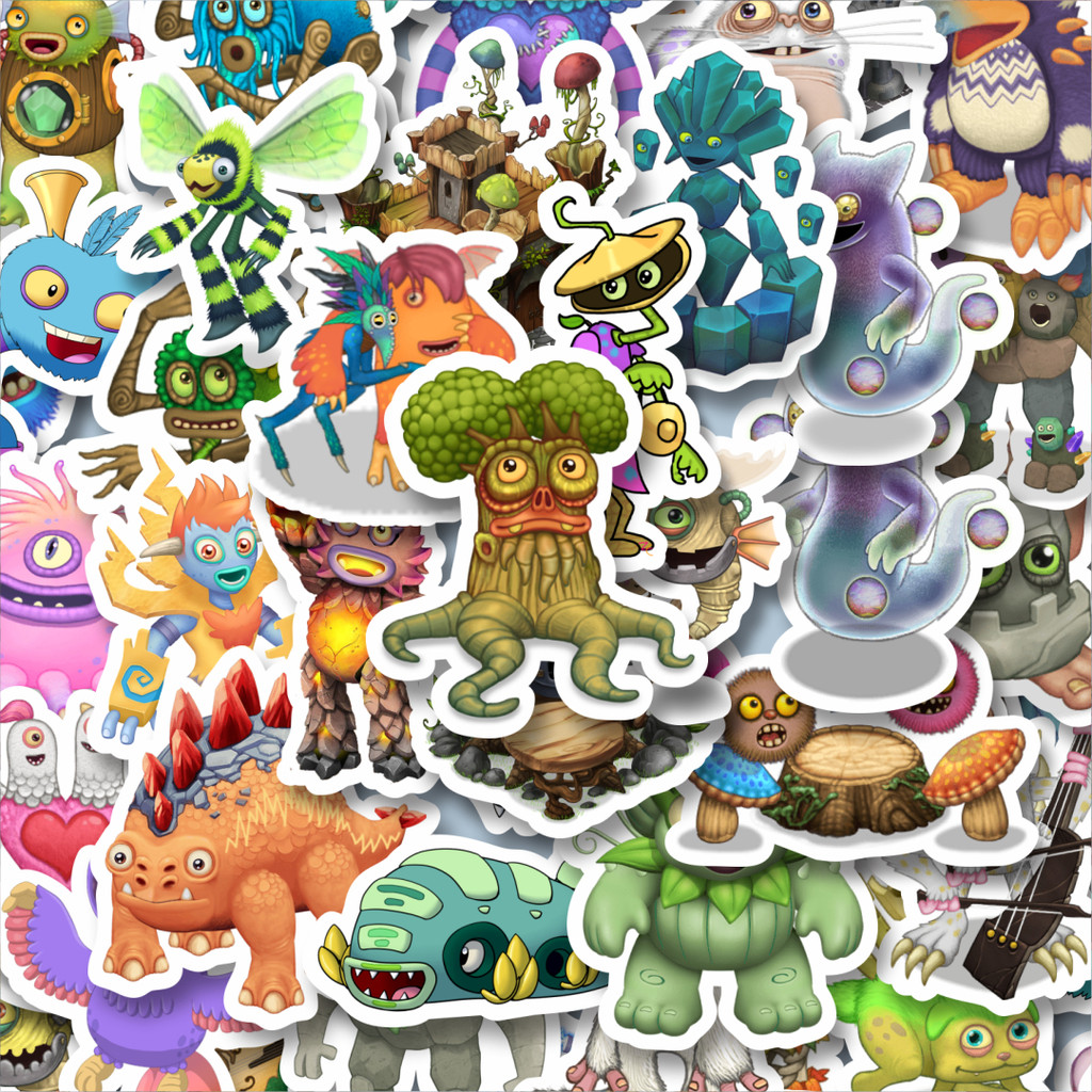 

100PCS Lucu Stiker Game Series My Singing Monsters Character Mix 1 Stiker Aesthetic Stiker Anti Air Stikers Berperekat Waterproof sticker decal buat Motor Helm Buku Journal Koper Casing HP Laptop Botol Minum Hadiah anak
