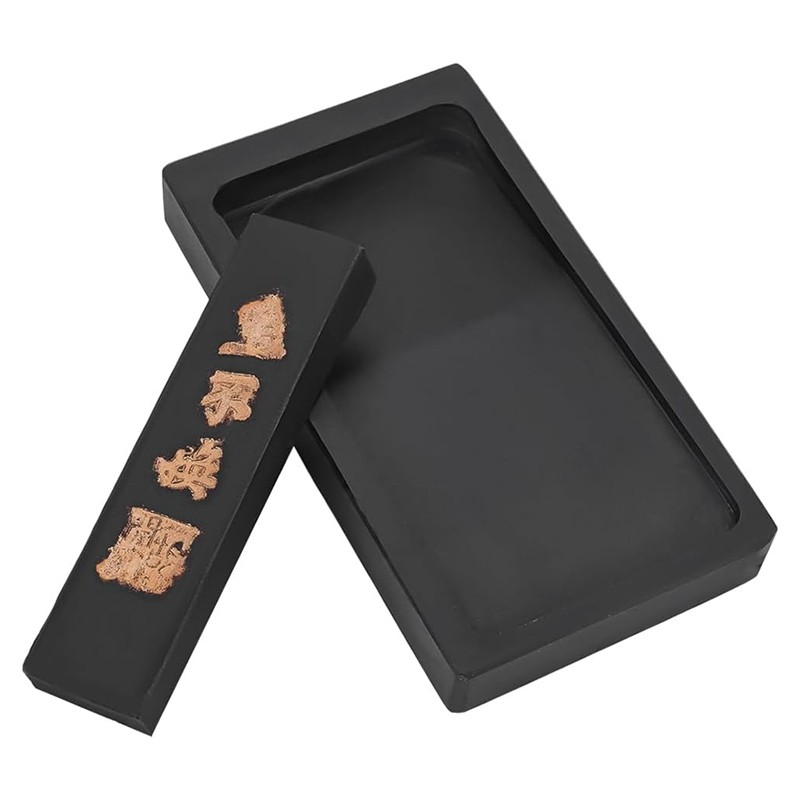

SHGO-Chinese Calligraphy Ink Stone With Ink Stick, Traditional Chinese Ink Stones Ink-Well Dish Sumi Ink Stone Tray