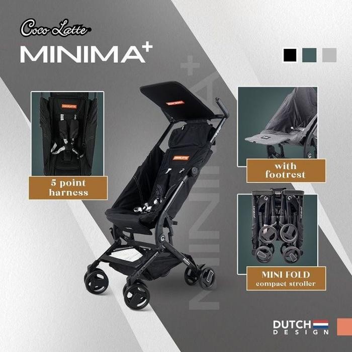 Cocolatte Minima+ Plus Stroller Baby Kereta Dorong Bayi Cabin Size - MINIMA+ BLACK, PLASTIC