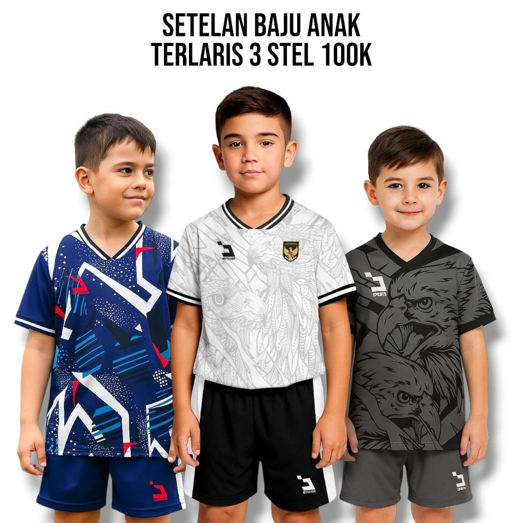 PUTRINEE COD(KAOS BOLA ANAK 3/PCS 100K) SETELAN ANAK BAJU BOLA JERSEY ANAK BAJU FUTSAL ANAK BAJU OLA