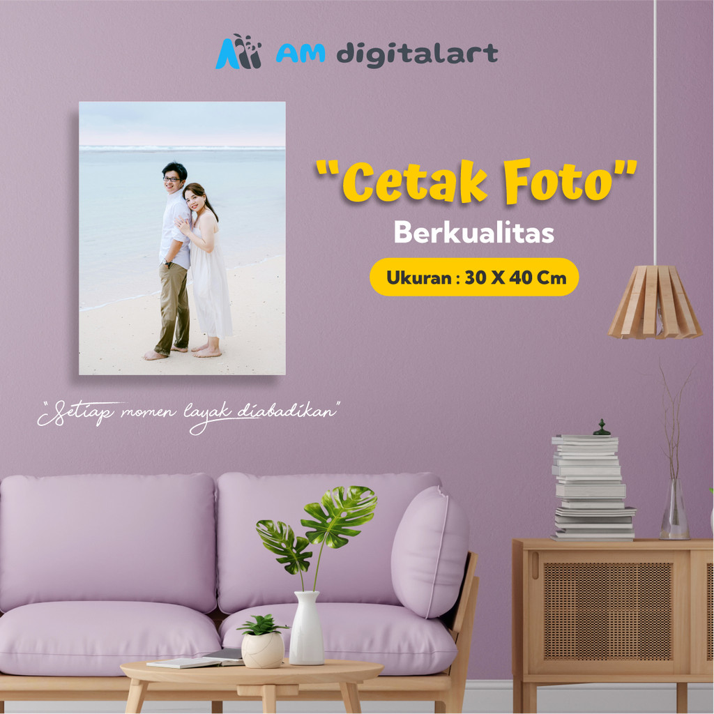 Cetak foto custom 30 x 40 cm plus bingkai papan bingkai mdf mudah dipasang