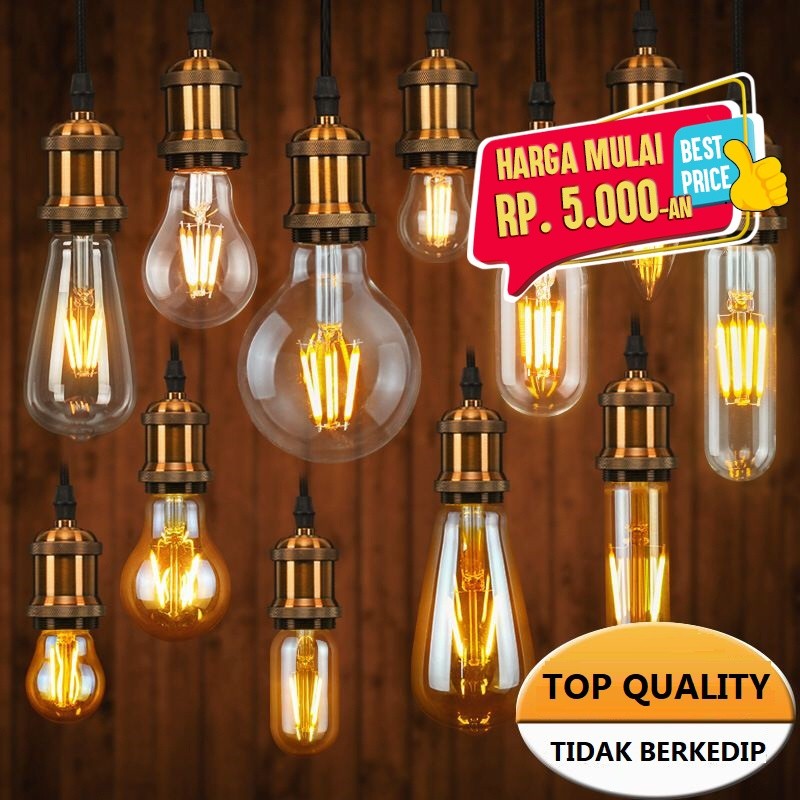 Lampu Filamen Edison Vintage LED Bulb G45 G80 C35 ST64 2 - 4 Watt Fitting E27