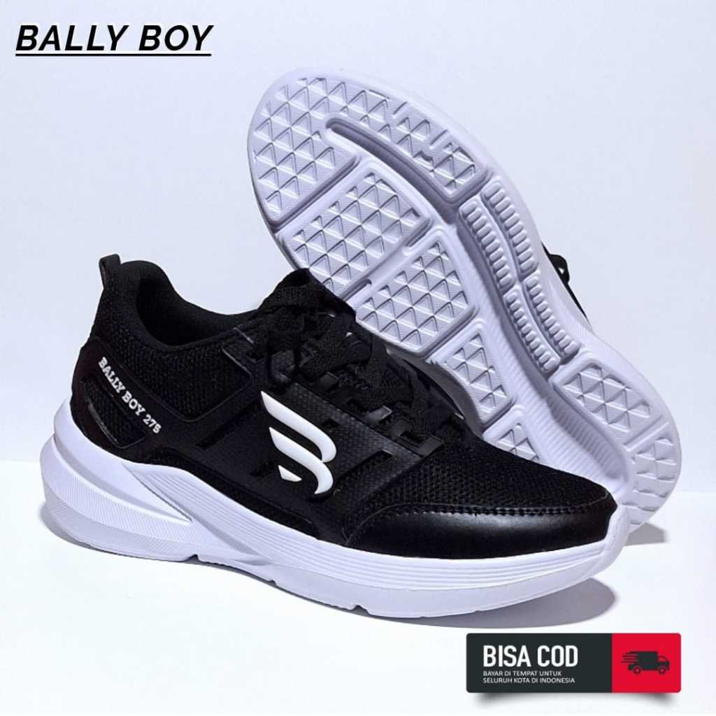 AXULE Sepatu HItam Polos Pria Full Black Sekolah / Sepatu Bally boy Sneakers Terbaru