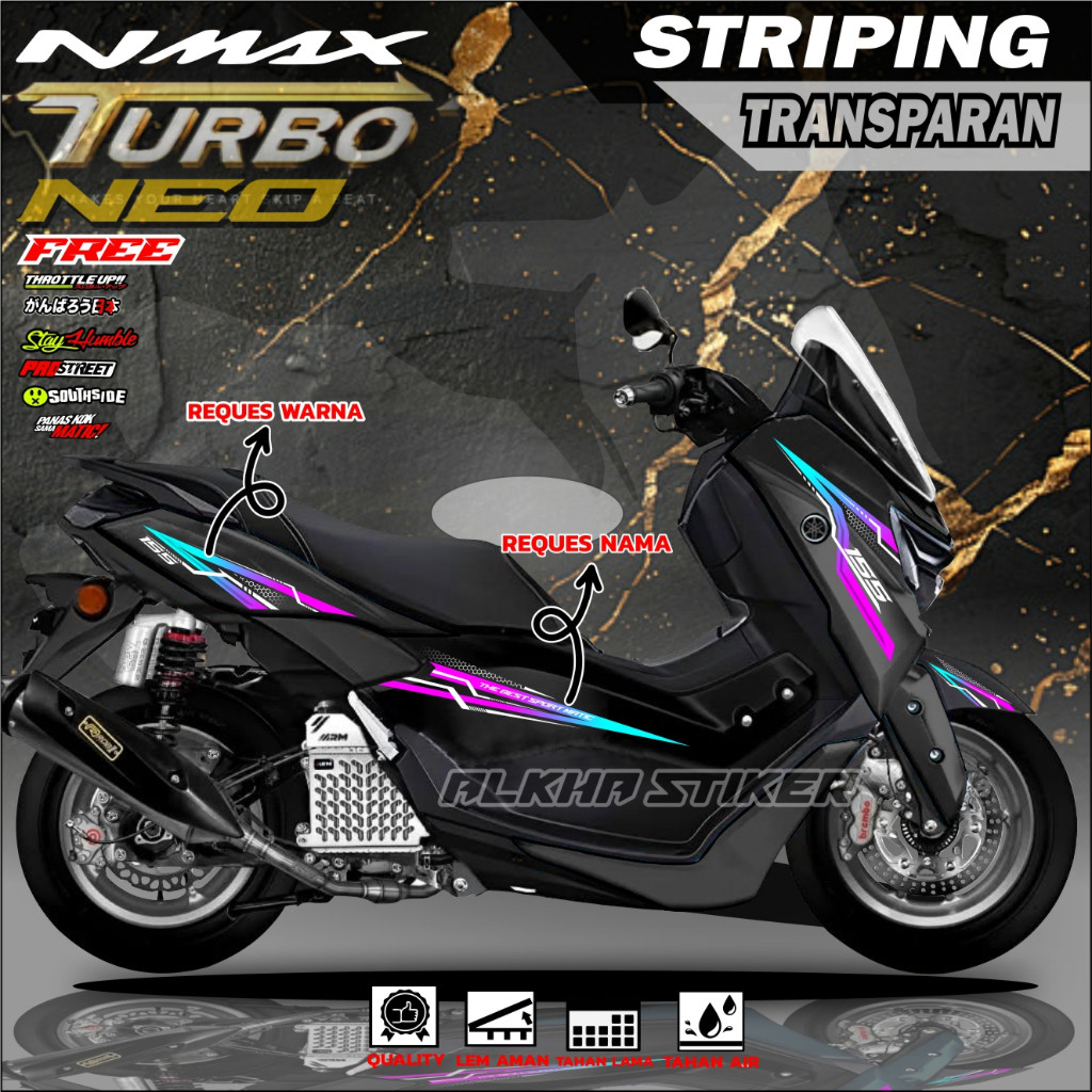 Striping NMAX NEO TURBO Stiker Transparan Nmax Fariasi Stiker Motor Bisa reques warna dan nama