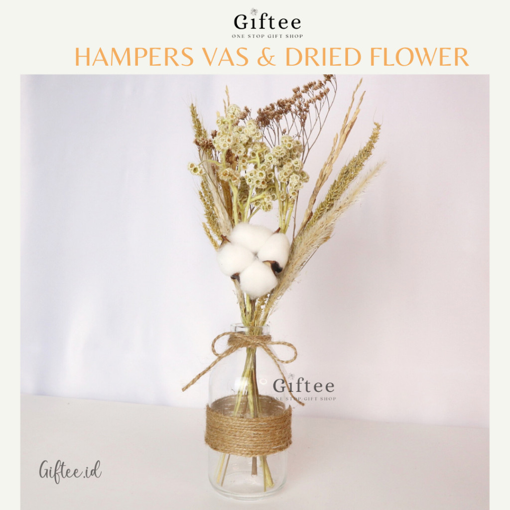 HAMPERS VAS BUNGA KERING SET BOTOL KACA RUSTIK VINTAGE NORDIC TALI RAMI HIASAN DEKORASI KAMAR MEJA