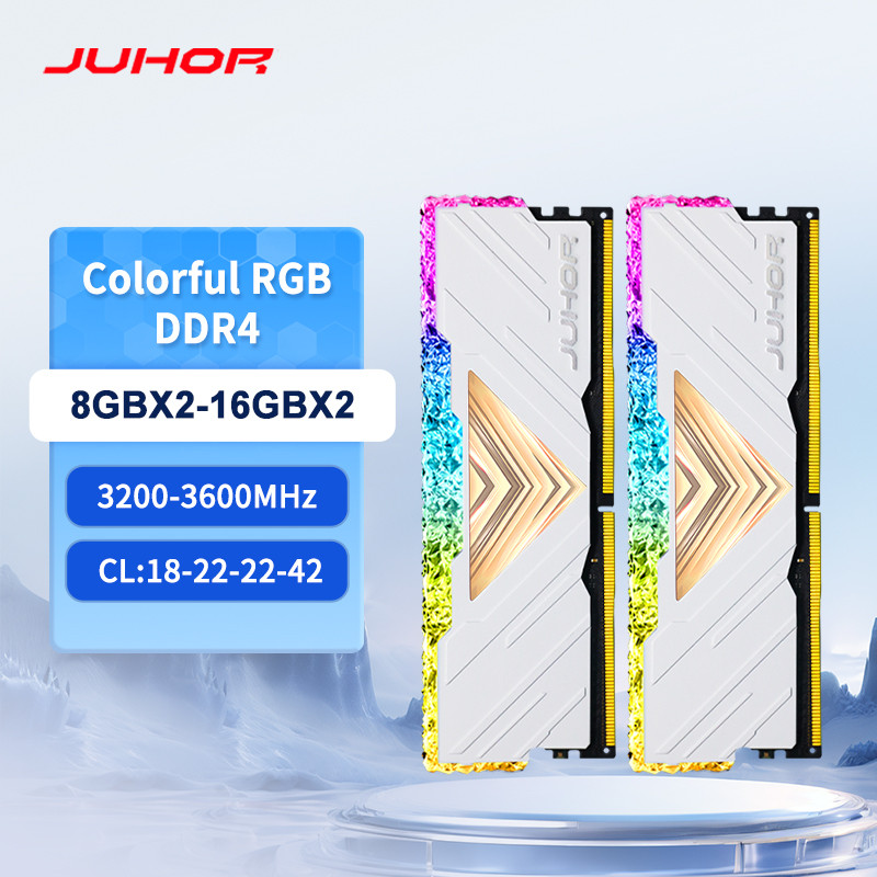JUHOR RGB RAM DDR4 8GB 16GB 3200MHz 3600MHz DDR4 DIMM Memoria Ram ddr4 Desktop Memory Rams