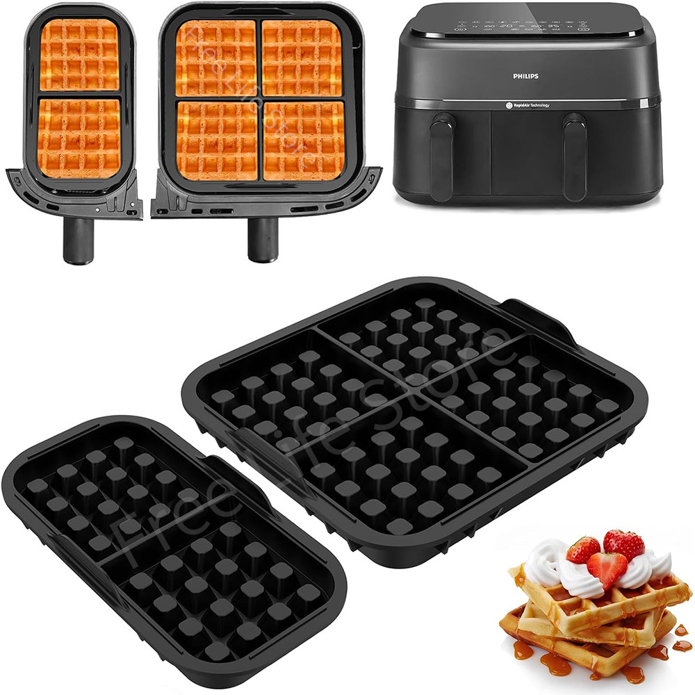 

Air Fryer Waffle Silicone Baking Mold For Philips NA350 Tefal EY9018 Non-Stick Waffle Maker for Dual Basket Airfryer 3000 Series
