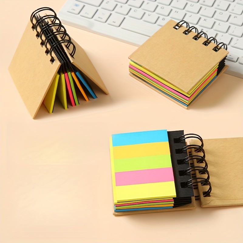 

2-in-1 Kraft Paper Spiral Notebook with Notes - Artistic Style Loose Leaf Diary Suitable for Daily Office and Holiday Gifts