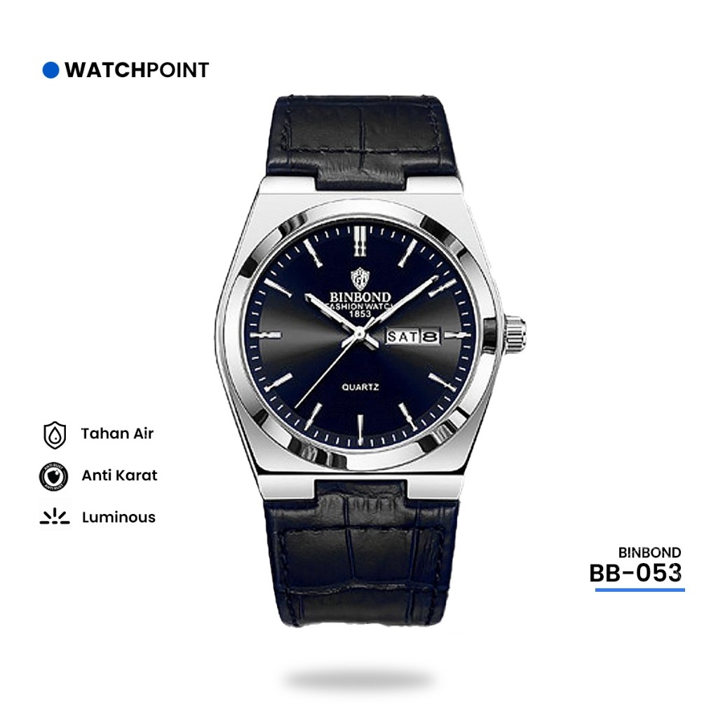 Jam Tangan Pria Cowok Original Kulit Leather Binbond Tahan Air Business Kasual Keren