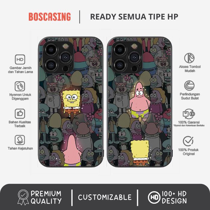 BOSCASING - Premium Casing Case Couple Spongebob Aesthetic Lucu All Type Iphone Samsung Realme Oppo 