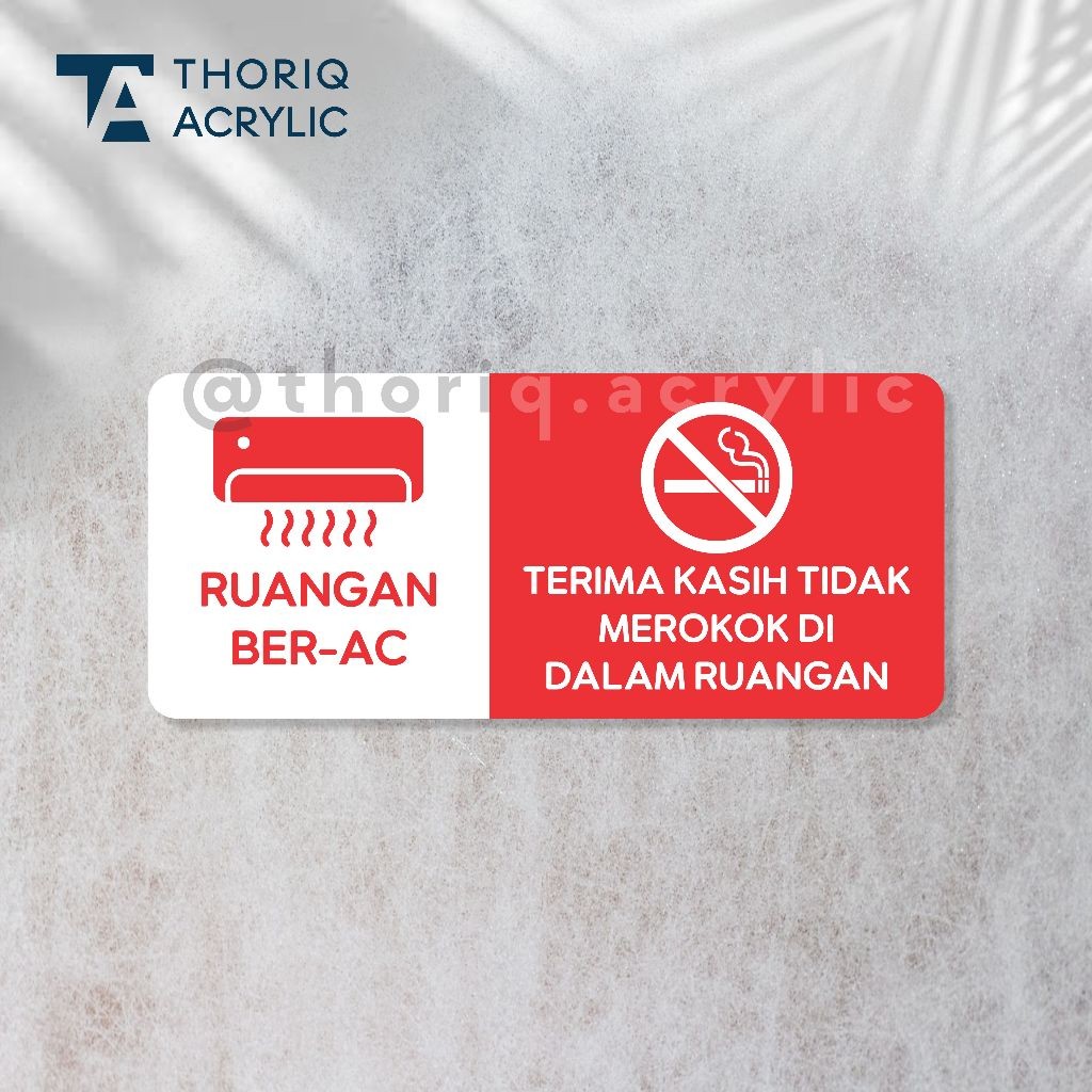 Sign Akrilik Ruangan BerAC Dilarang merokok | Hiasan dinding Dilarang merokok/vaping bagus