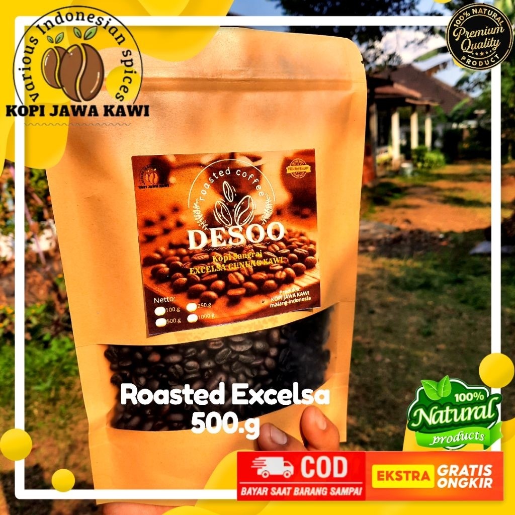 

Kopi Roasted Excelsa 500g Premium Asli Gunung Kawi – 100% Biji Kopi Super Tubruk & Espresso