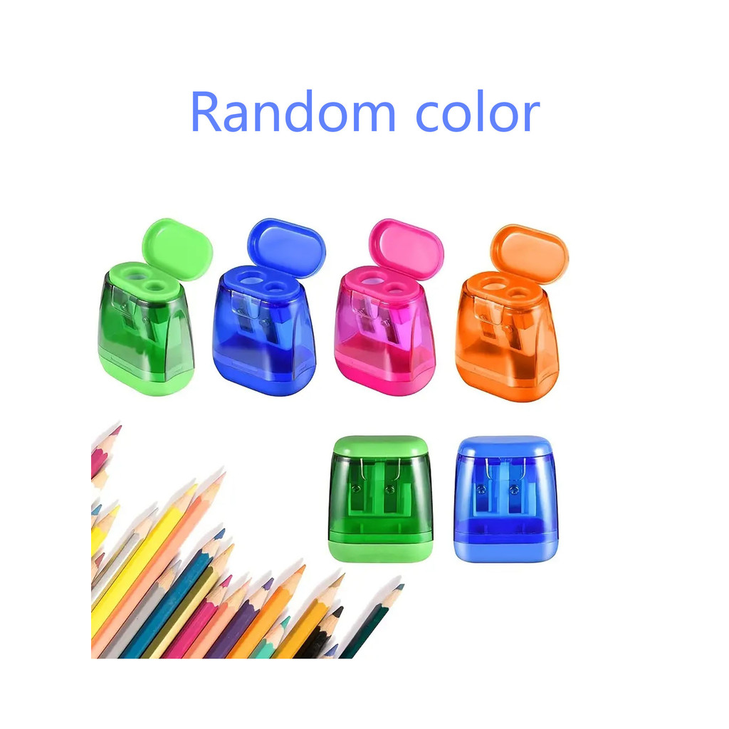 

A color random student two-hole pencil sharpener for children's school supplies - a must-have for starting school