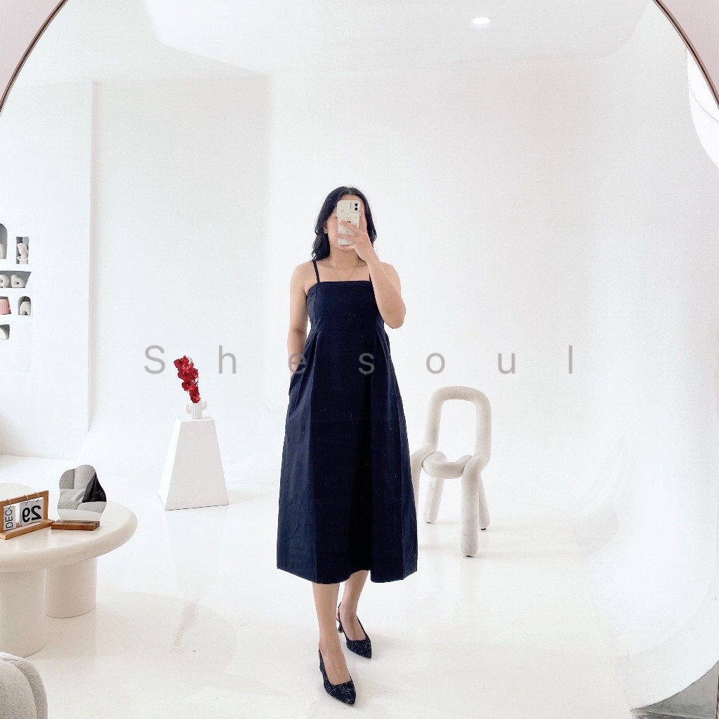 SERESHOP Katun PREMIUM ( Hitam ) 622.757.1149.1150 Natalie Maxi Dress Sleeveless Korean Style Casual