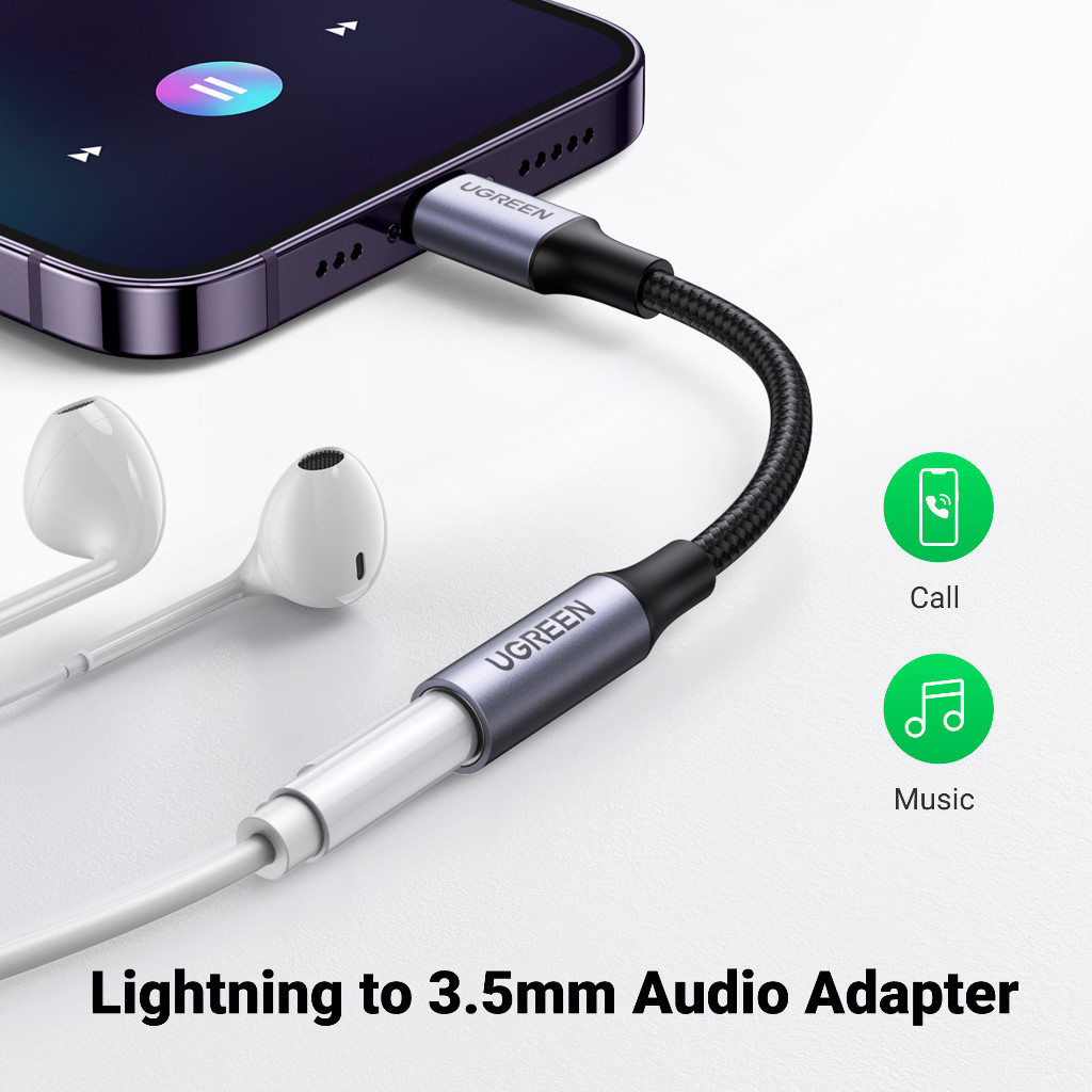 JAMIN MURAH UGREEN Audio Splitter iPhone Mfi Lightning to Jack 3.5mm Support Music, Call, Gaming(BIS