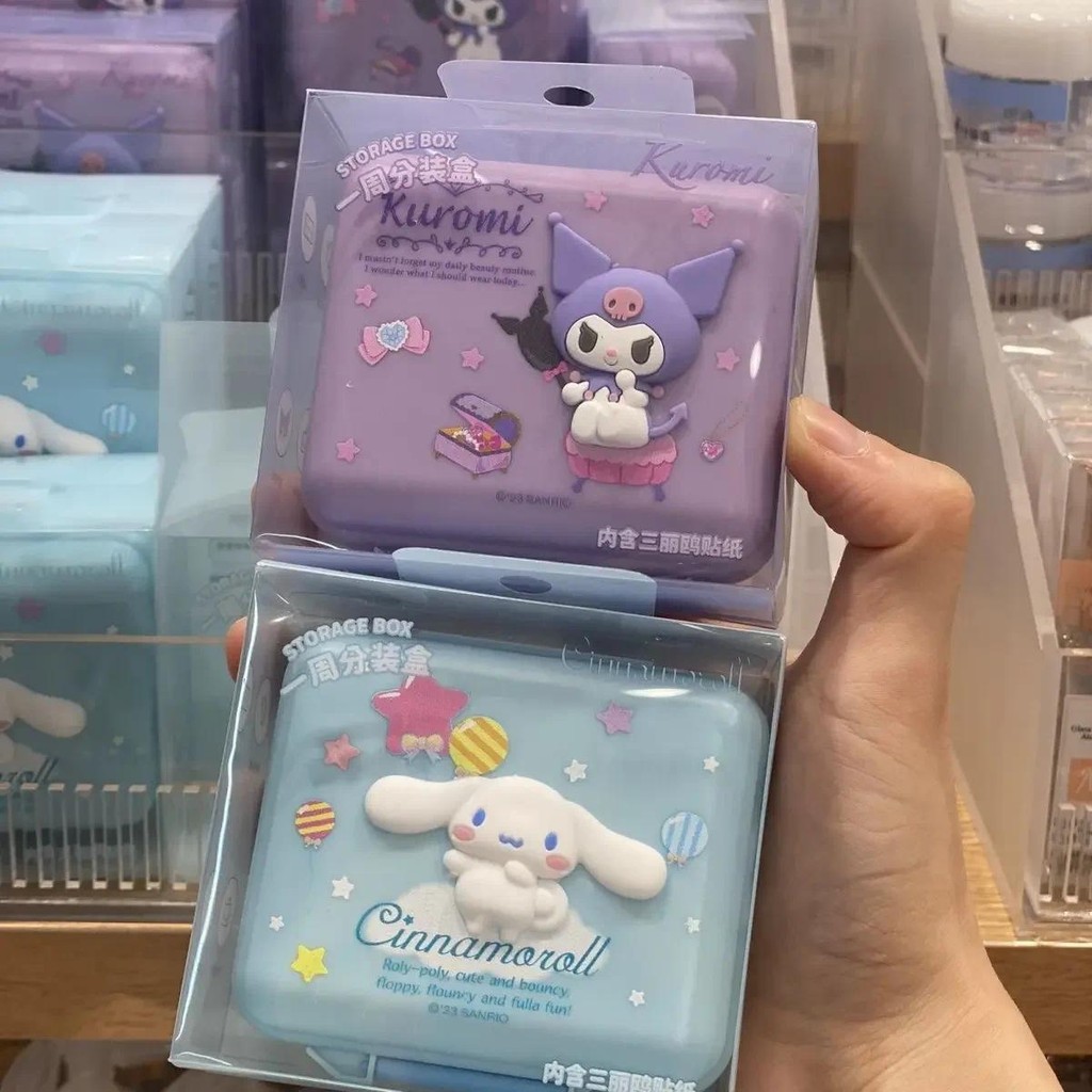

Sanrio Kuromi Cinnamoroll Cute Cartoon Pill Box Portable Sealed Moisture-proof Packing Storage Box Gift Animation