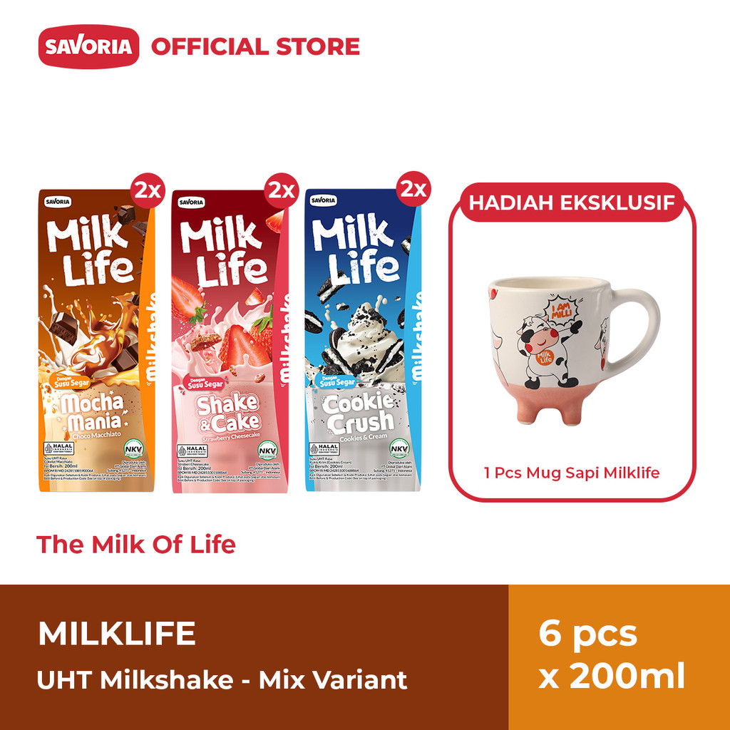 

MilkLife UHT Milkshake Mix Variant 6 Pcs x 200ml + Mug Exclusive PRJ