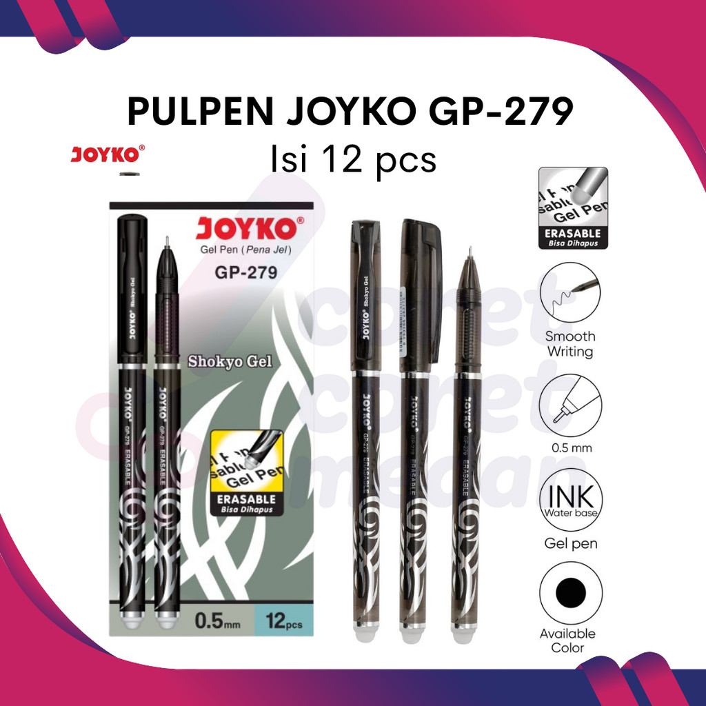 

PULPEN GEL BISA DIHAPUS JOYKO GP-279 ISI 12 PCS SHOKYO GEL (ERASABLE PEN)