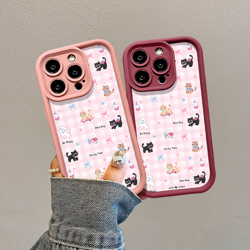 Kartun lucu Casing Untuk IPhone 16 11 15 13 14 12 Pro Max 7Plus 8Plus SE 2020 XR X XS Max 16 7 8 6S 